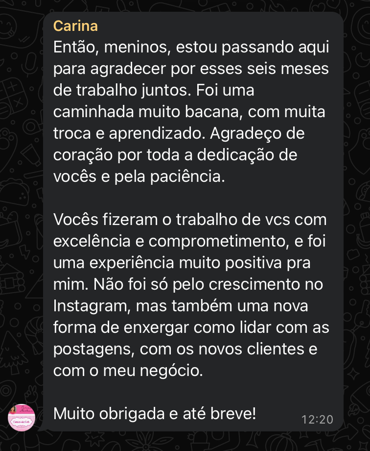 Depoimento cliente 1