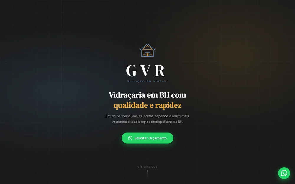 Site desenvolvido pela BH Agency para GVR Vidros