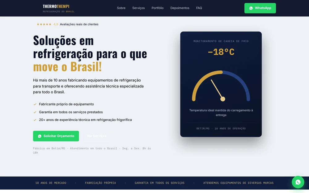 Site desenvolvido pela BH Agency para ThermoThempi